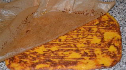 тыквенно-яичный рулет с куриной начинкой