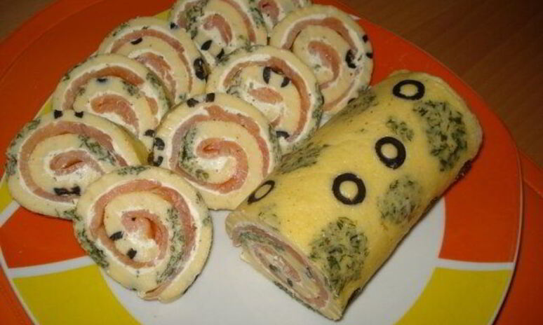 Рецепт закусочный рулет тигровый