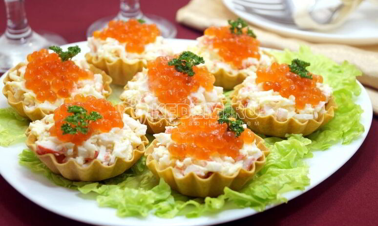 Рецепт тарталетки с крабовыми палочками