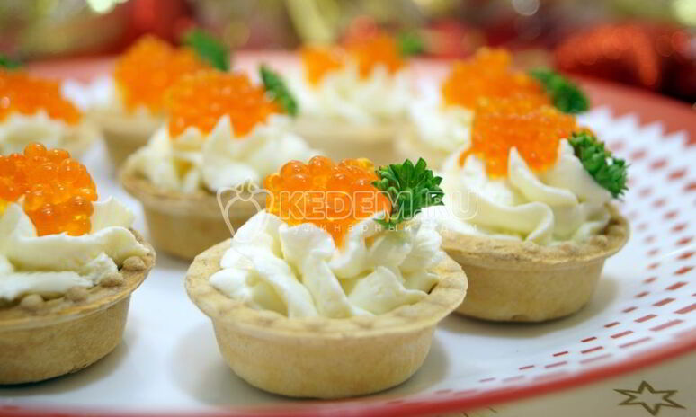 Рецепт тарталетки с красной икрой