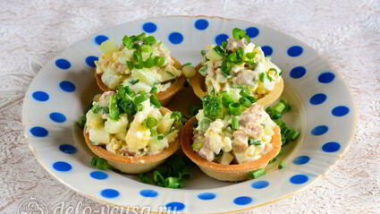 тарталетки с печенью трески