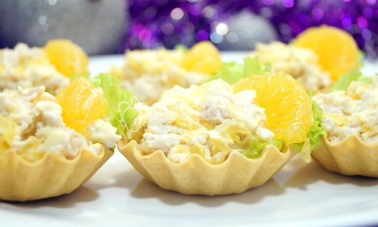 Рецепт тарталетки с салатом мандариновый рай