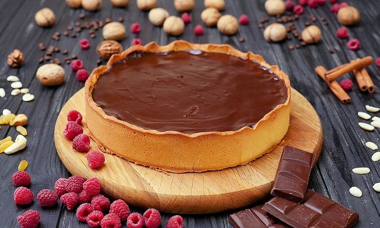 Рецепт шоколадно-малиновый тарт