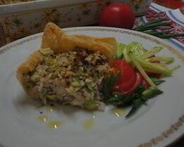 Тарт с цукини, рисом и орехами