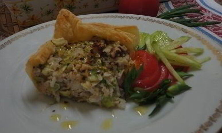 Рецепт тарт с цукини, рисом и орехами