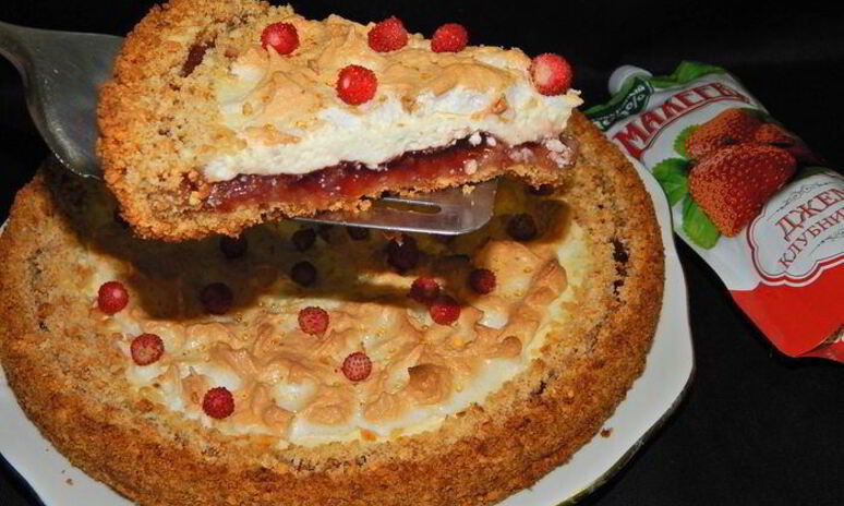 Рецепт тарт с творогом, джемом и меренгой