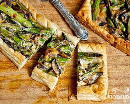 Тарт со спаржей, грибами и сыром