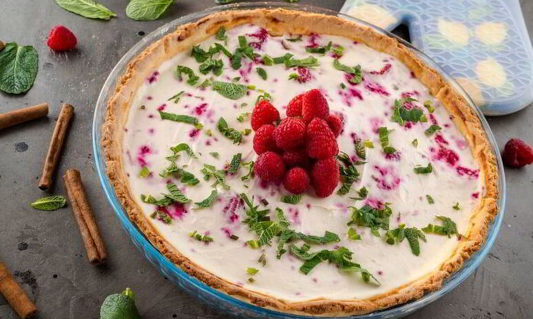 Рецепт творожный тарт с малиной