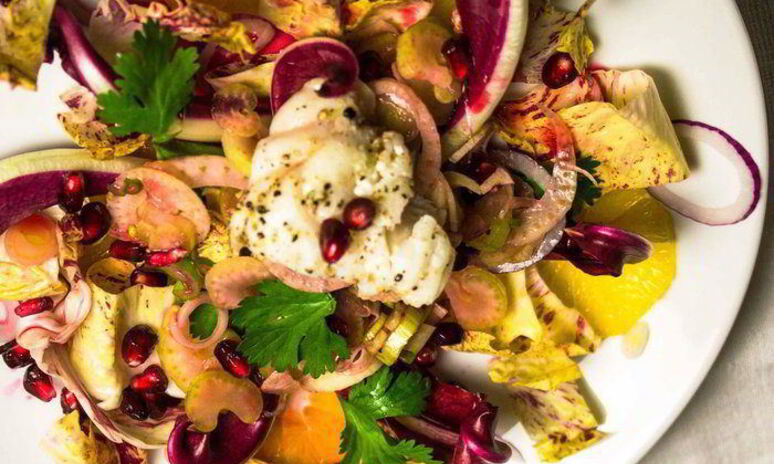 Рецепт уверенная закуска из морского черта с гранатом и апельсином