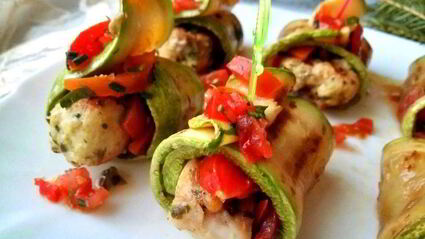 закуска из кабачков с рыбой на шпажках