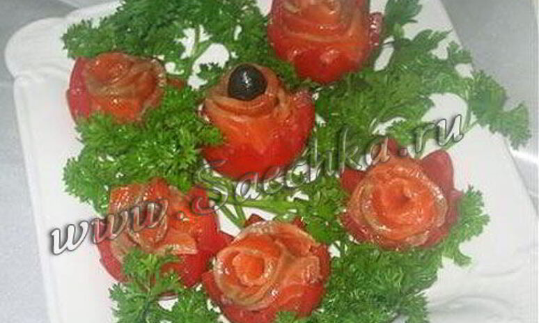 Рецепт закуска цветы из помидор